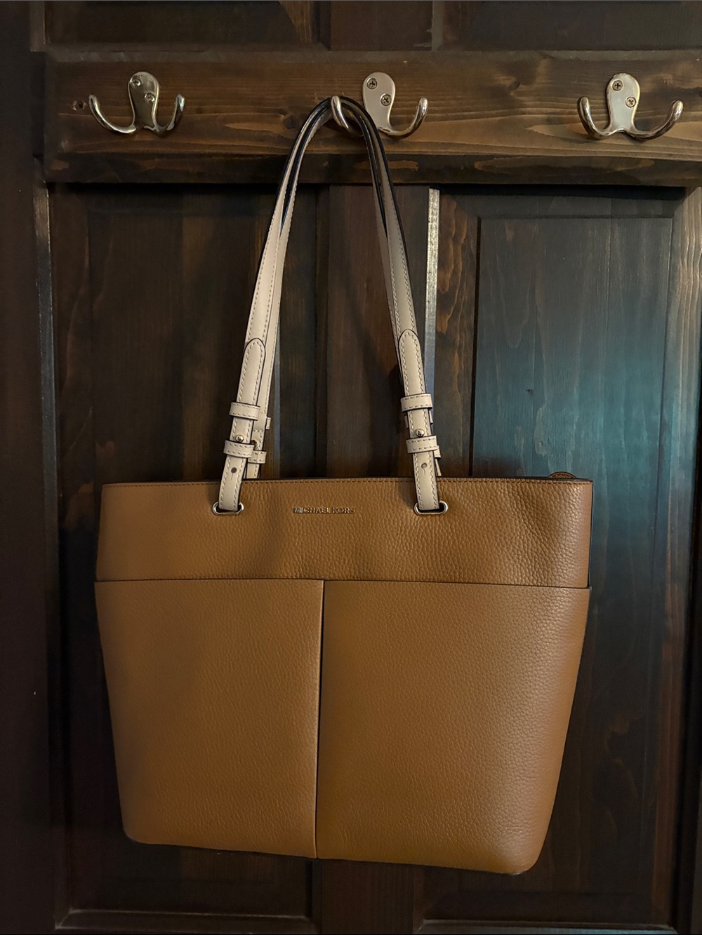 Michael Kors Tan Leather Tote with Cream Straps